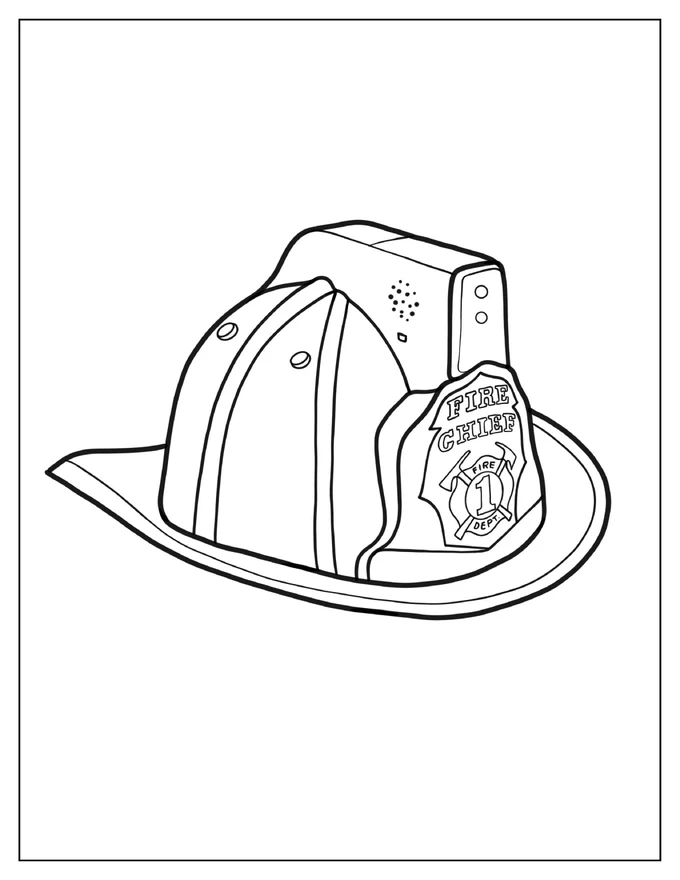 Easy Coloring Page Of a Firefighters Helmet