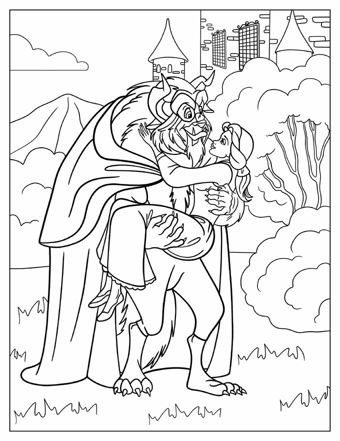 Coloring Page Of Belle And Beast