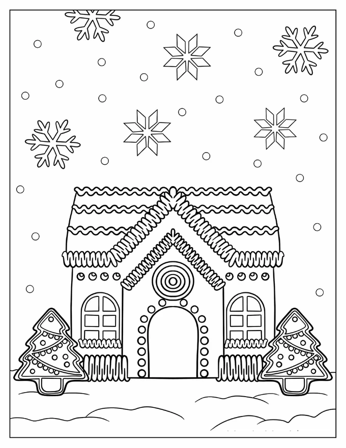 Aesthetic Gingerbread House Coloring Page