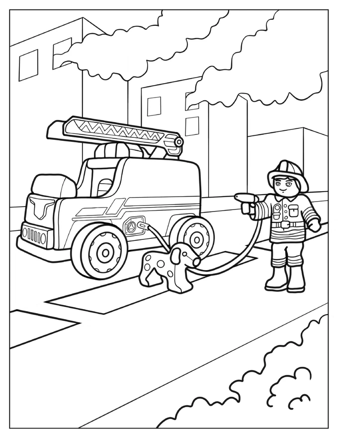 Easy Coloring Sheet Of Fireman For Toddlers