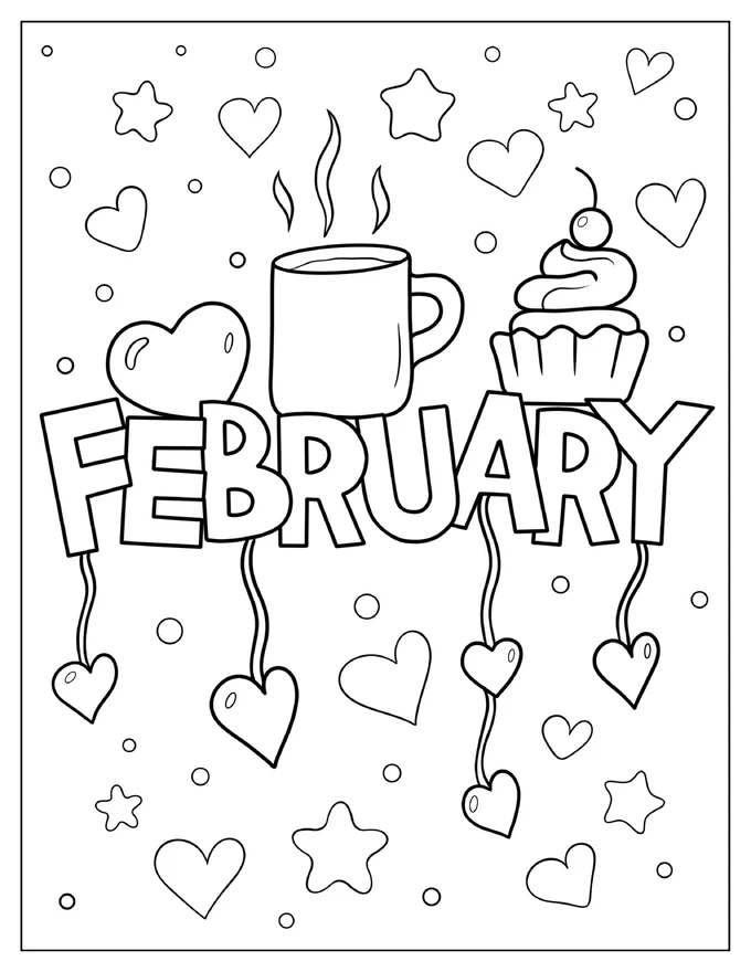 February Winter Valentines Coloring Sheet