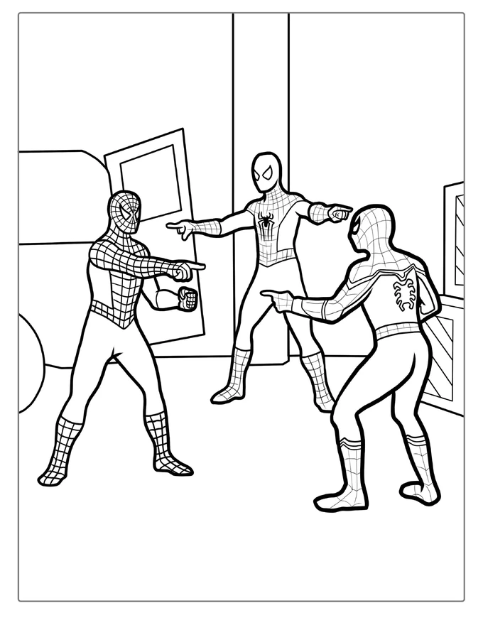 Spider-Man Pointing Meme Coloring Sheet