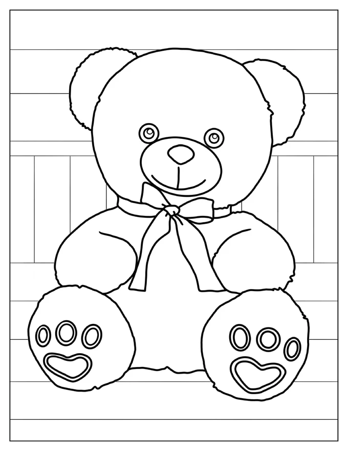 Easy To Color Teddy Bear