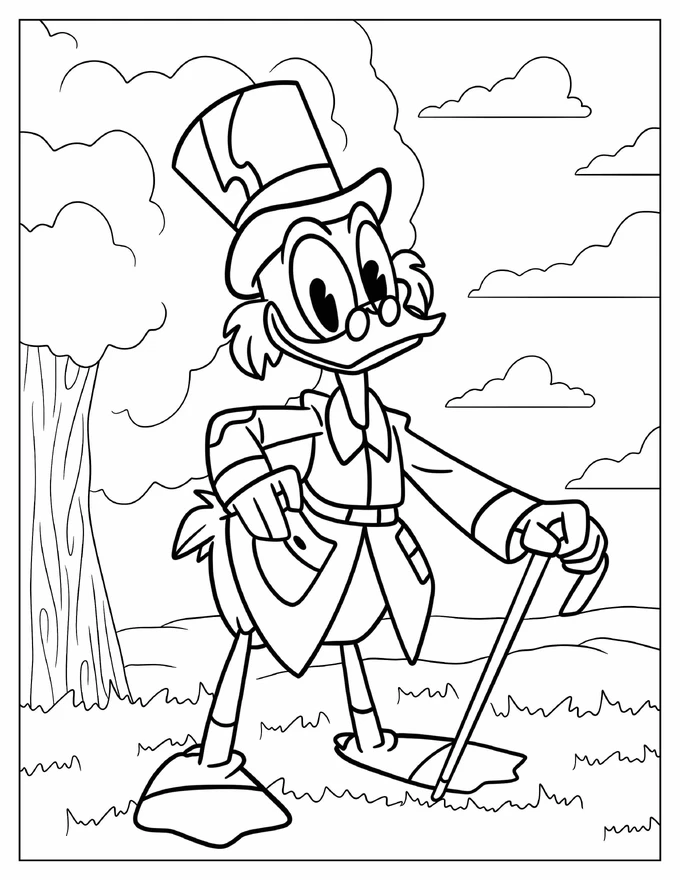 Scrooge McDuck In A Field Coloring Page