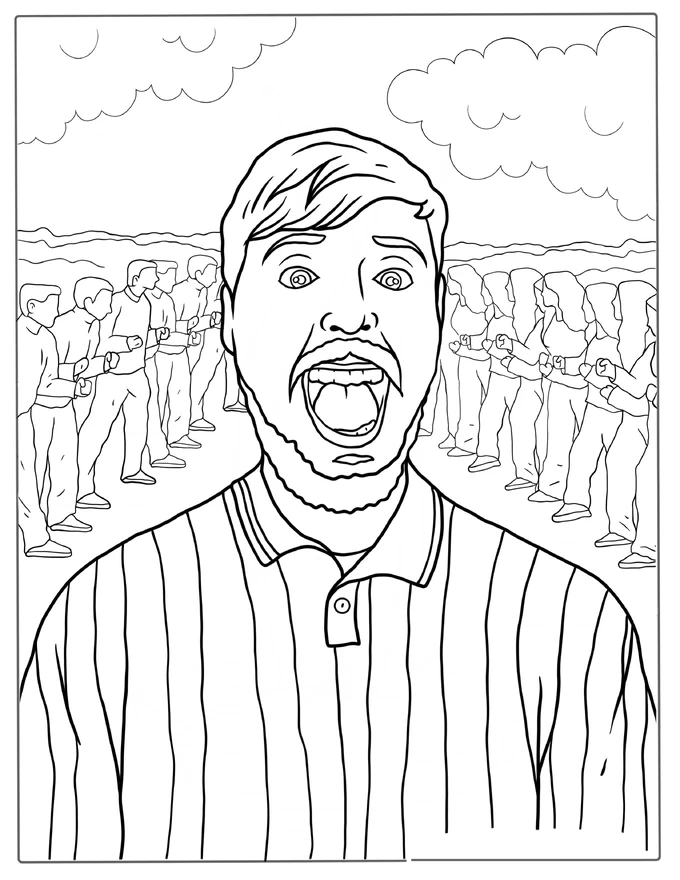 Mr Beast Thumbnail Coloring Page