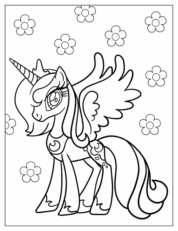 Outline of Princess Celestia to Color