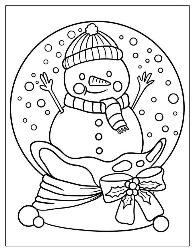 Snow Globe With Snowman Inside To Color