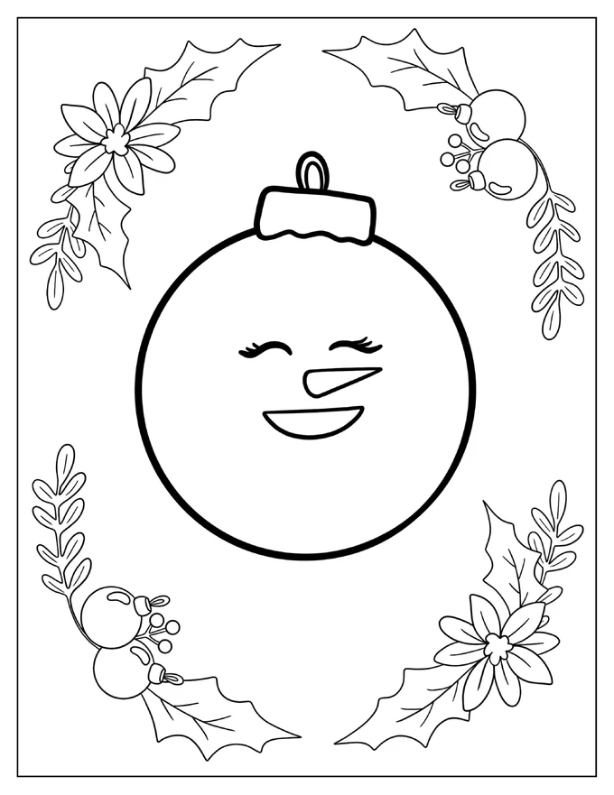 Snowman Christmas Ornament To Color