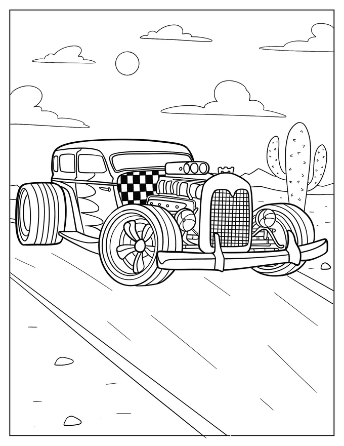 Cartoon Retro Hot Rod Car