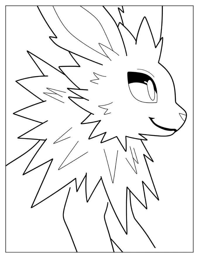 Simple Jolteon Outline Coloring Sheet For Preschoolers