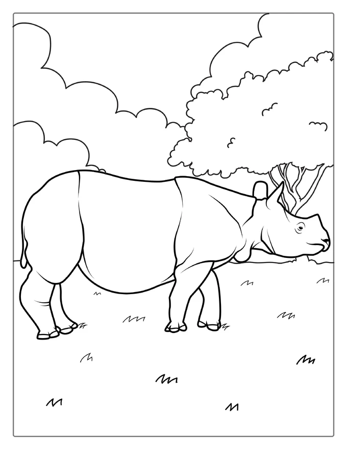 Indian Rhino Coloring Page