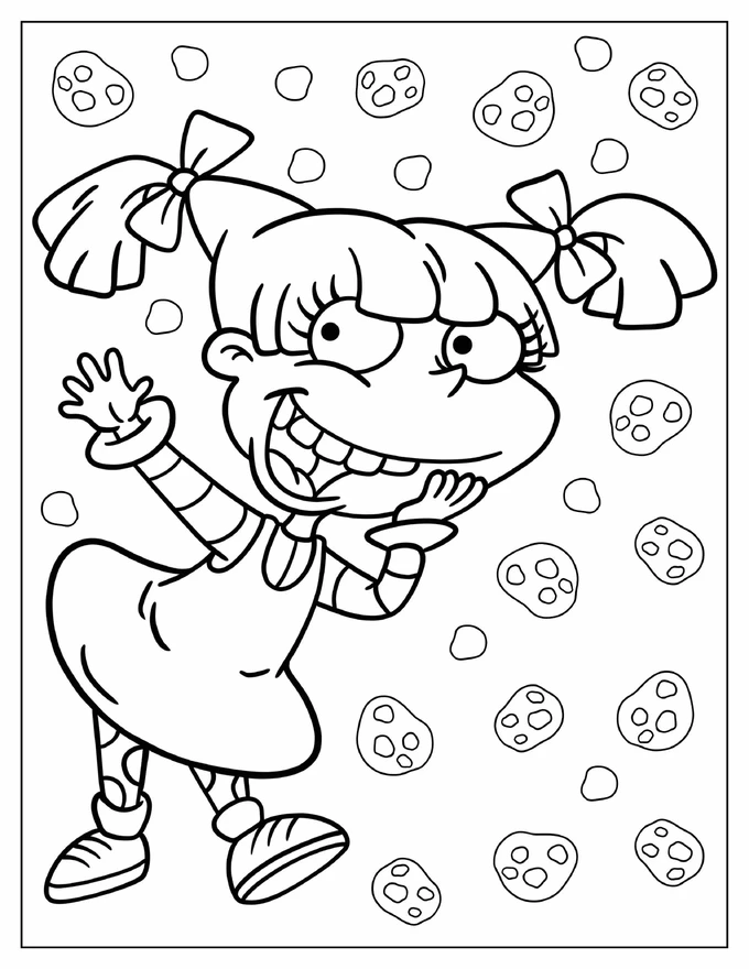 Happy Angelika Pickles Waving Coloring Page