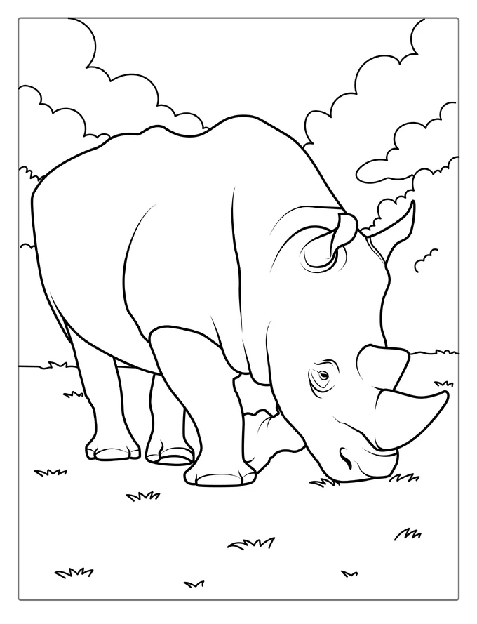 Black Rhino Coloring Page