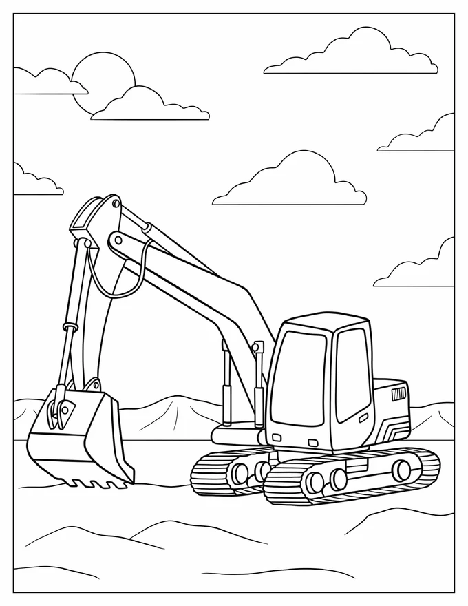 Simple To Color Excavator