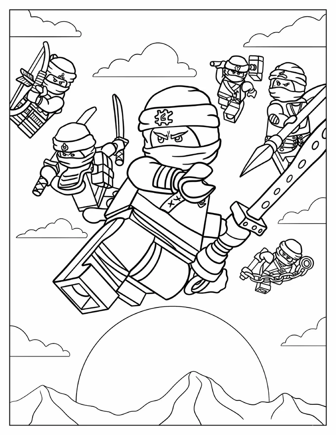 Ninjago In Fighting Mode Coloring Page