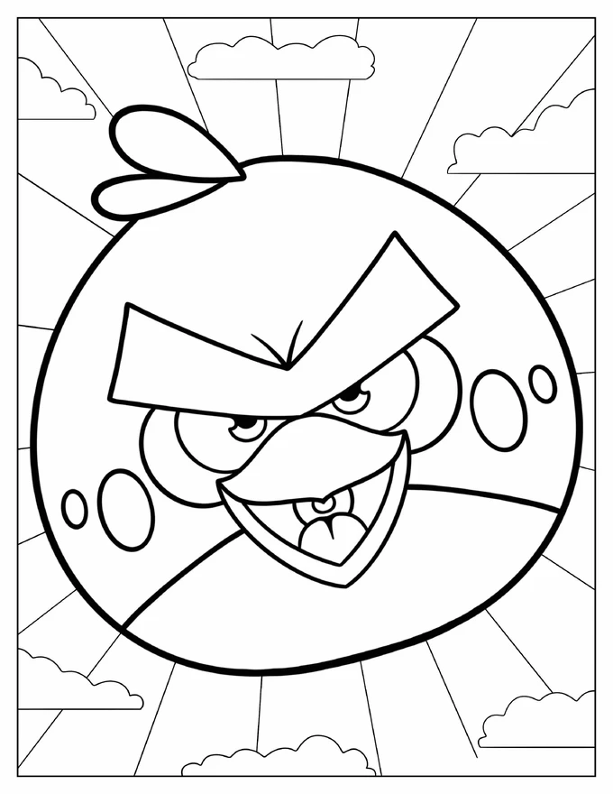 Easy Outline of Red Angry Bird