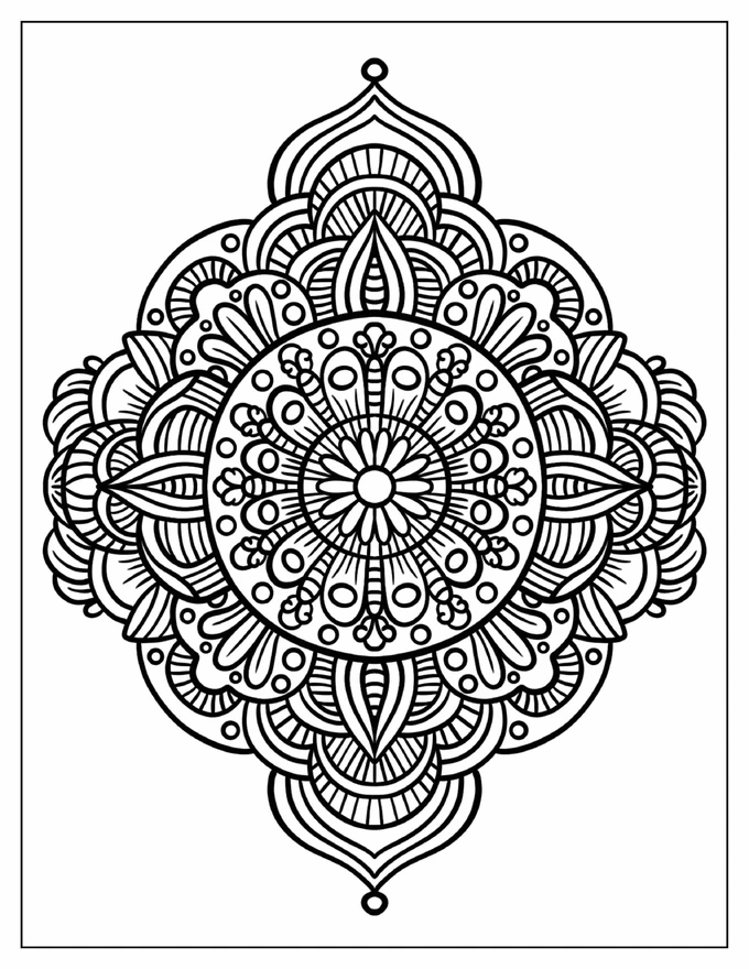 Intricate Flower Zentangle Coloring Sheet