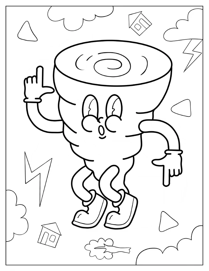 Dancing Tornado Coloring Sheet For Kids