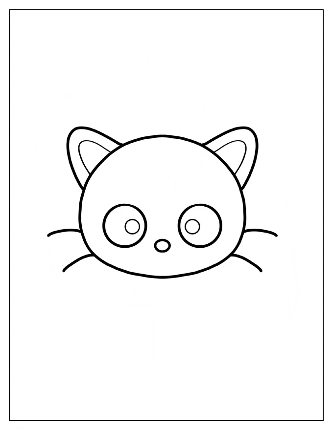 Kuromi Kawaii Face Outline Coloring Sheet For Preschoolers