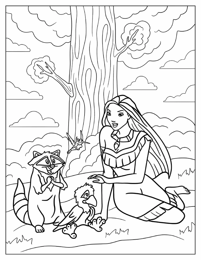 Simple Coloring Page Of Pocahontas