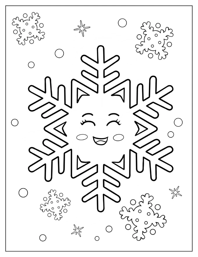 Blushing Snowflake Coloring Sheet For Kids