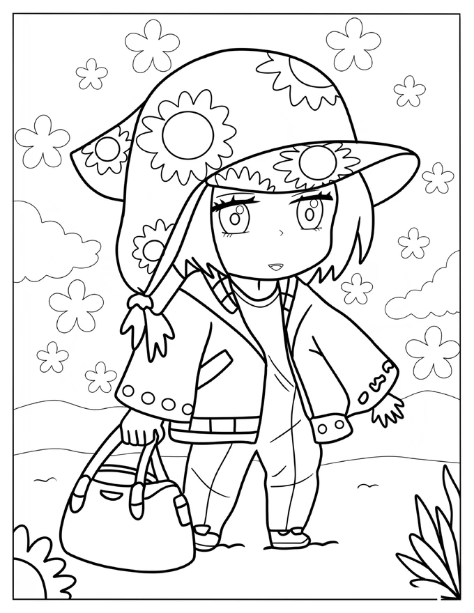 Hippie Chibi Girl With Floral Hat