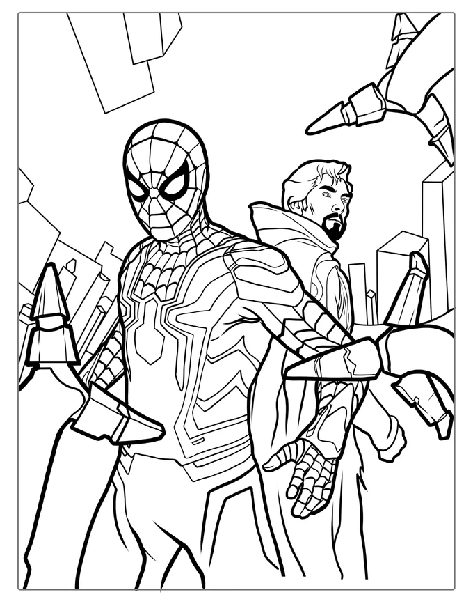 Spider-Man And Doctor Strange Coloring Sheet