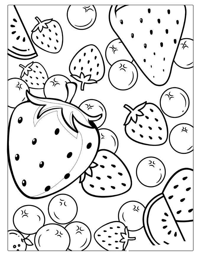 Mixed Berries Coloring Page