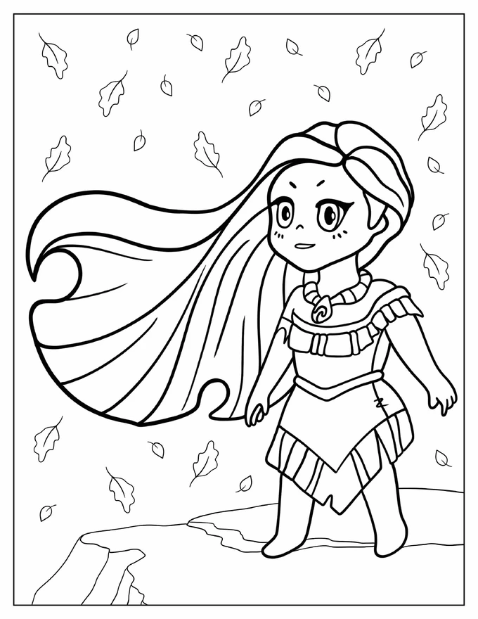 Chibi Pocahontas Coloring Page For Kids