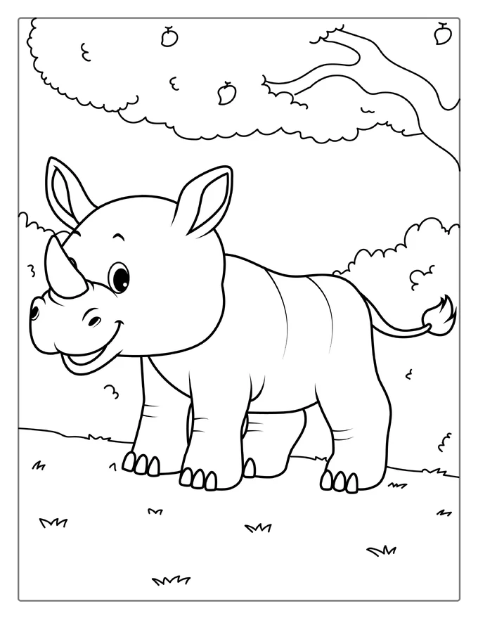 Easy Rhino Coloring Sheet For Kids