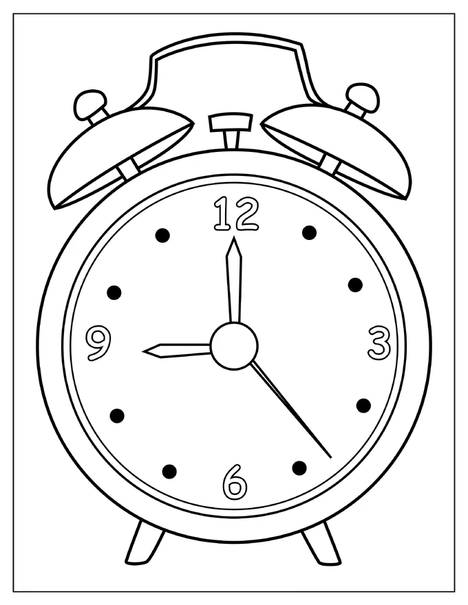 Alarm Clock With Bells Coloring Page