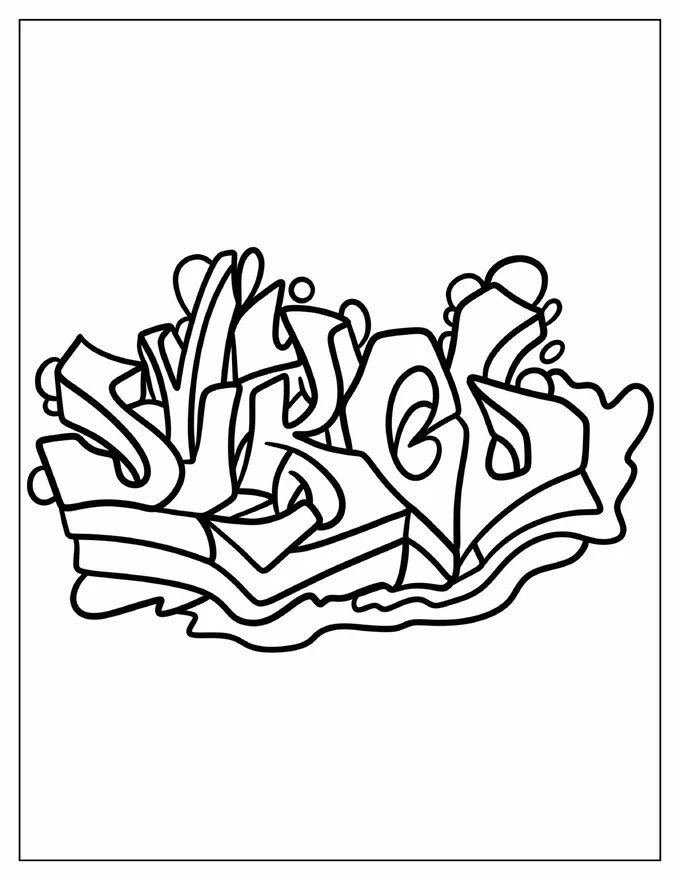 Simple Wildstyle Graffiti Coloring Page