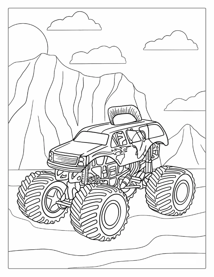 Mohawk Monster Truck Coloring Sheet