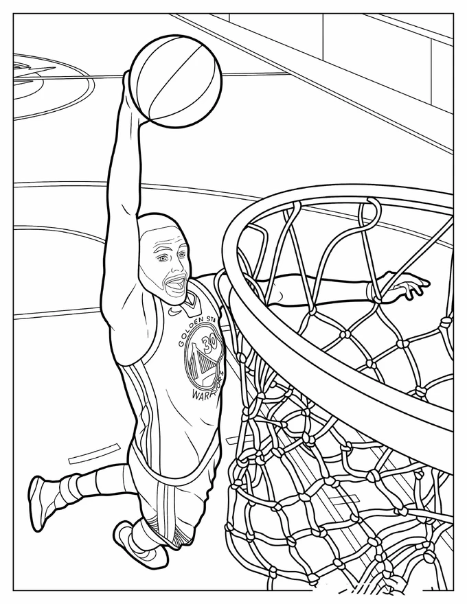 Stephen Curry Slam Dunk Coloring Sheet