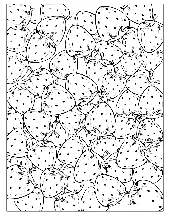 Strawberries Coloring Sheet