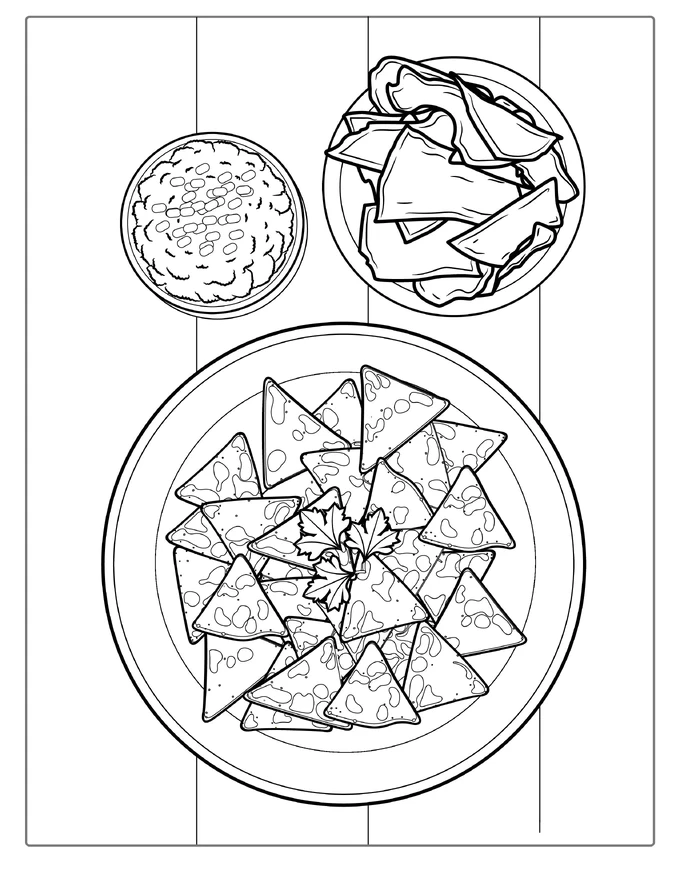 Coloring Page Of Mexican Nachos