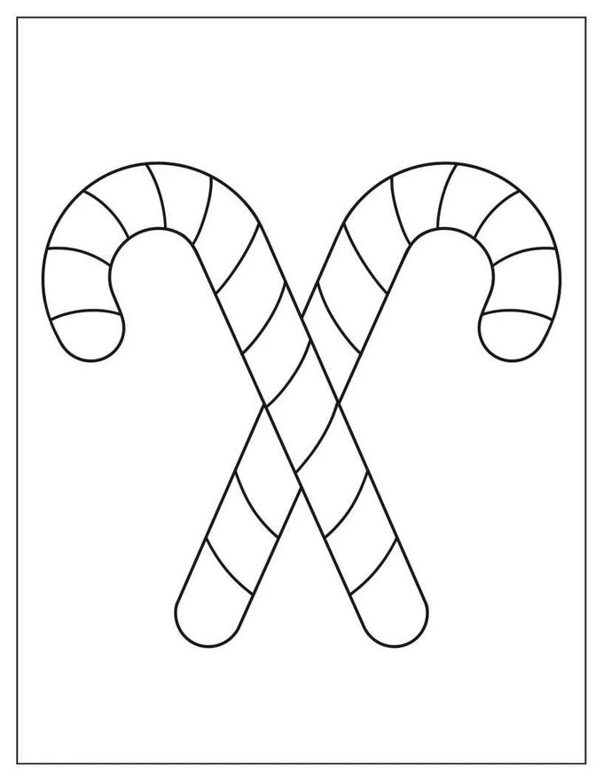 Full Page Plain Crossed Candy Canes Template