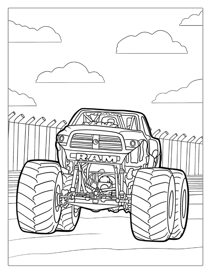 RAM Monster Truck Coloring Page