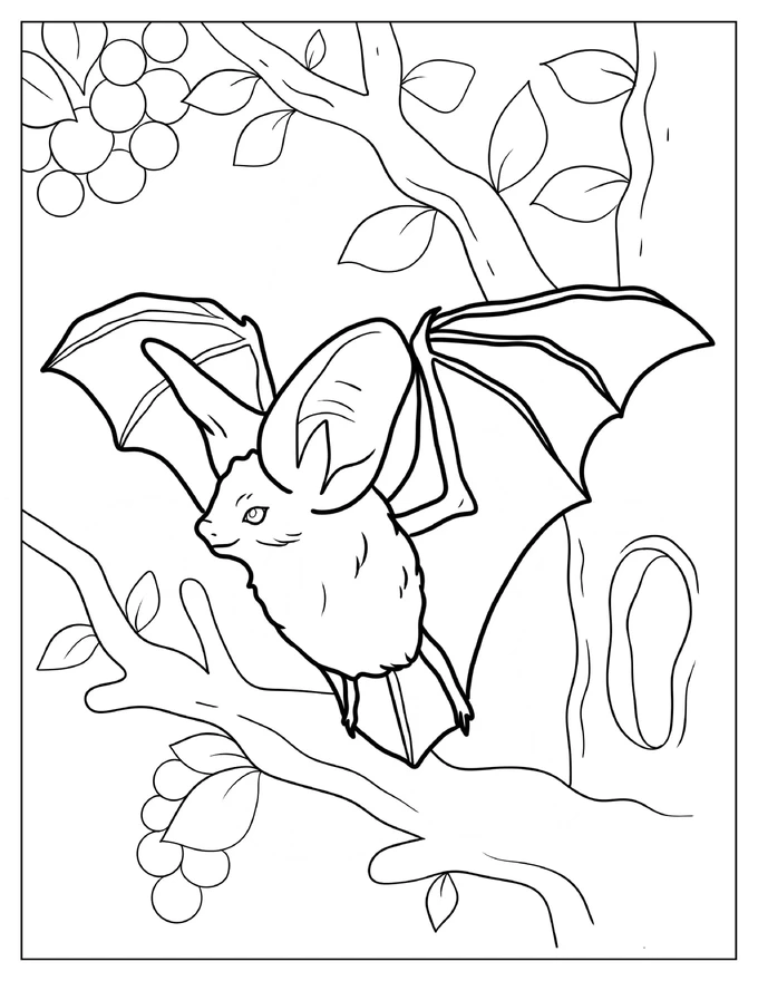 Fruit Bat Flying Coloring Sheet