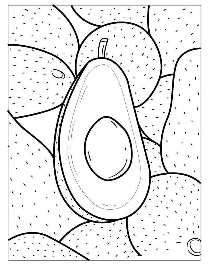 Simple Avocado Coloring Page For Kids