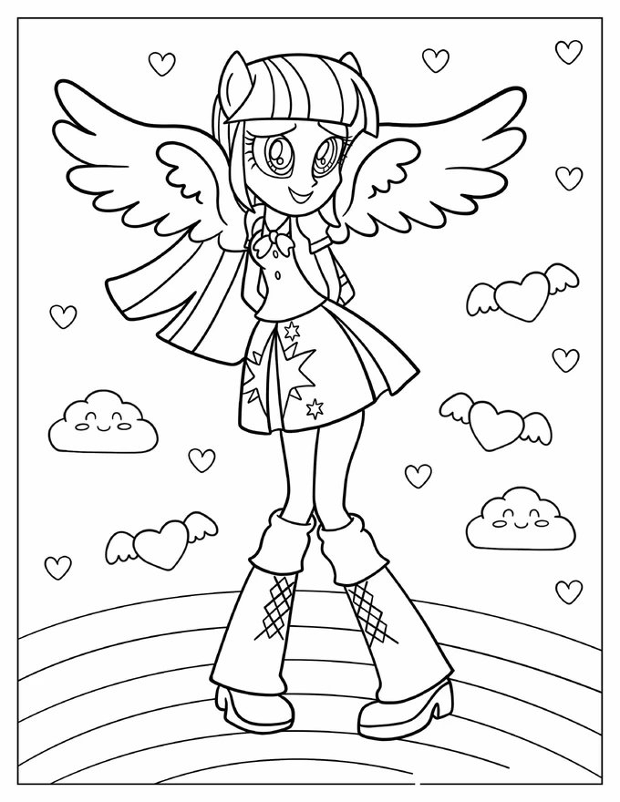 Simple Coloring Page of Equestria Girls Rarity