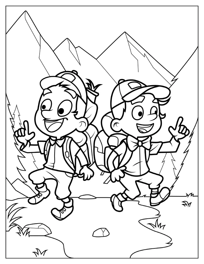 Two Boys Scouts Looking For Camp Site