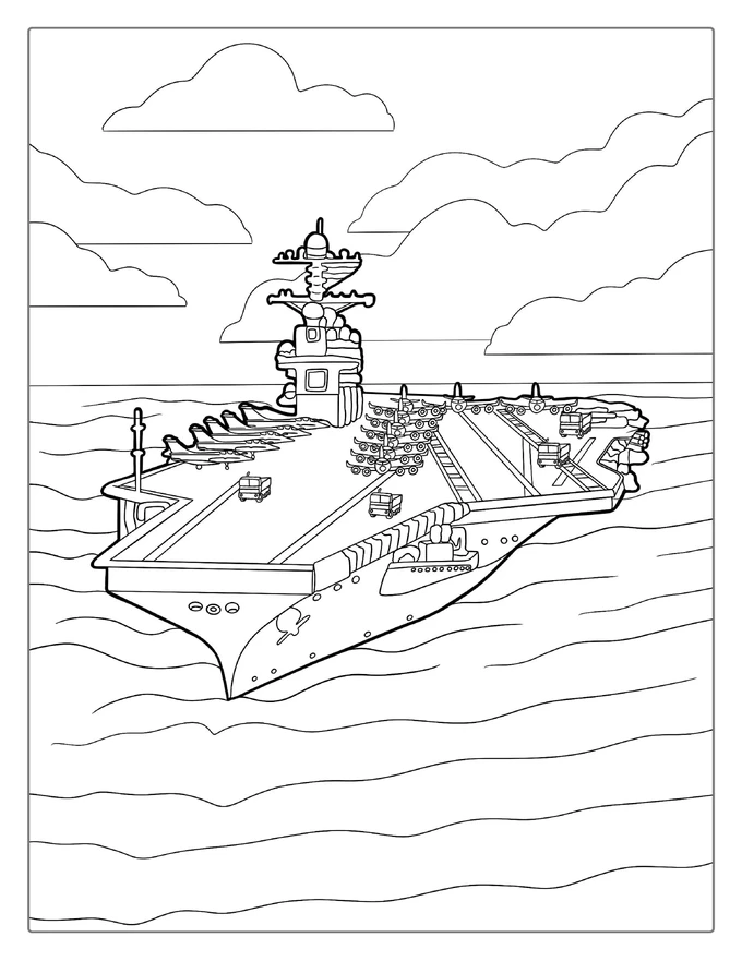 US Navy Aircraft Carrier Warship To Color