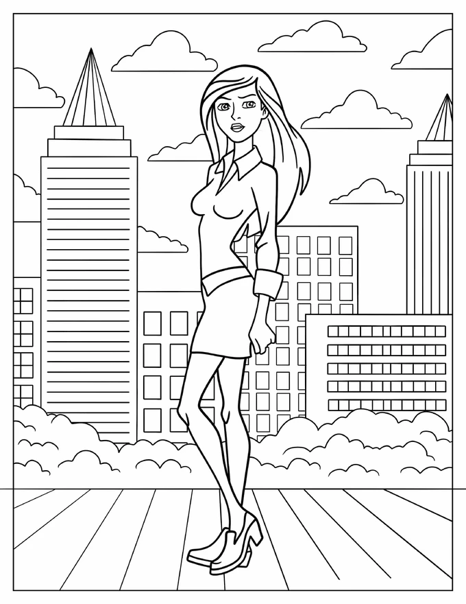 Adult Gwen Tennyson In The City Coloring Page