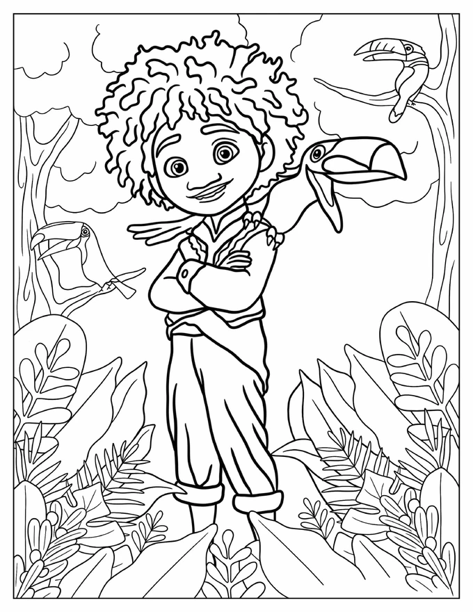 Antonio With Animals Coloring Sheet