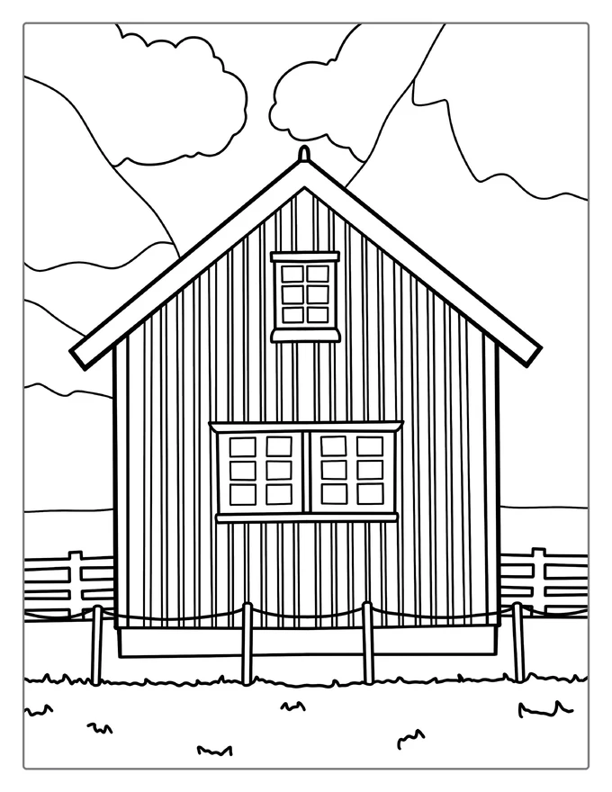 Little Farm House Coloring For Preschoolers