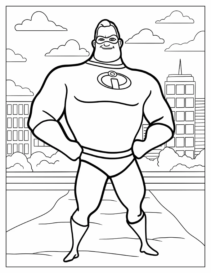 Mr. Incredibles Outline Coloring Sheet