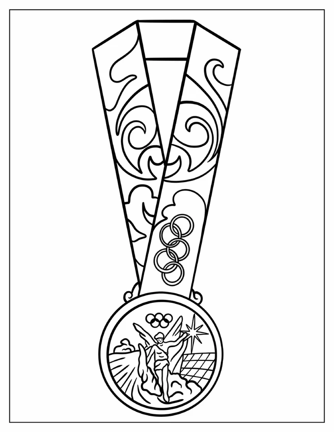 Easy Olympic Medal Coloring Sheet For Kids