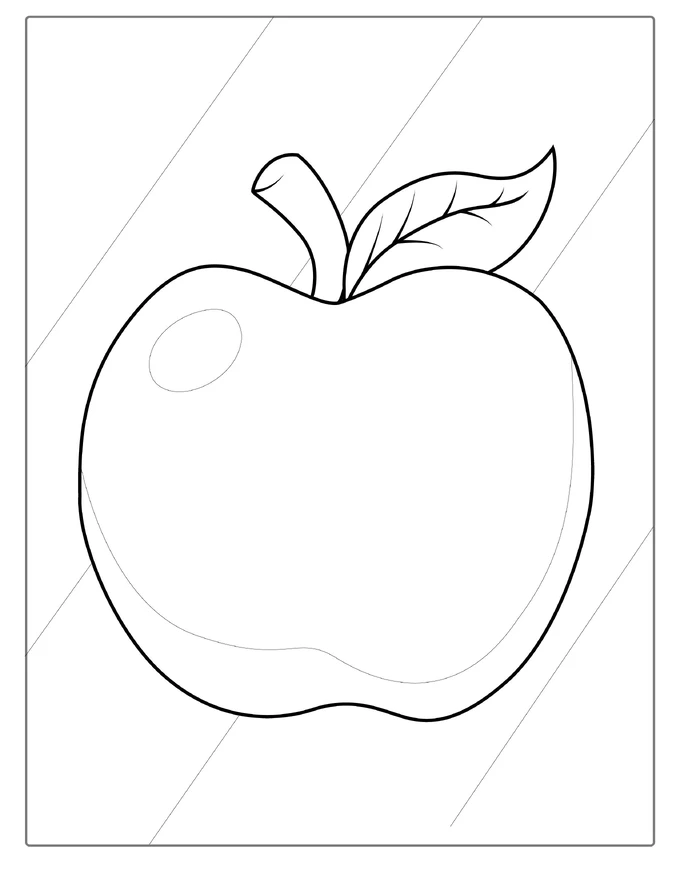 Simple Apple Coloring Page For Preschoolers