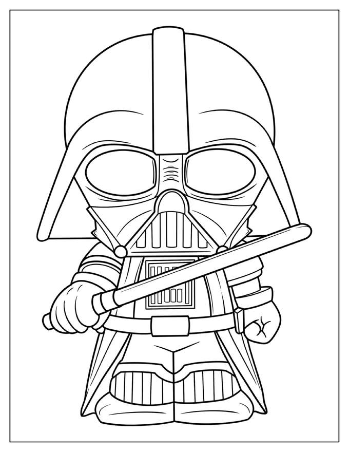 Chibi Darth Vader Coloring Page For Preschoolers